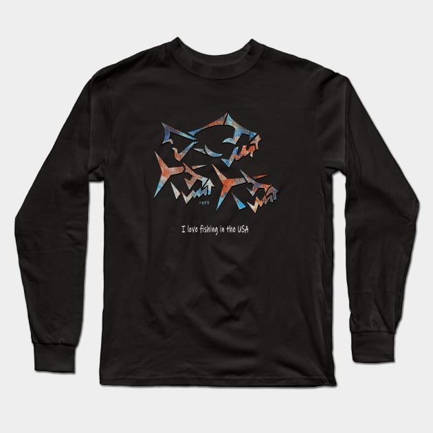 I Love Fishing in The USA Long Sleeve T-Shirt by The Witness